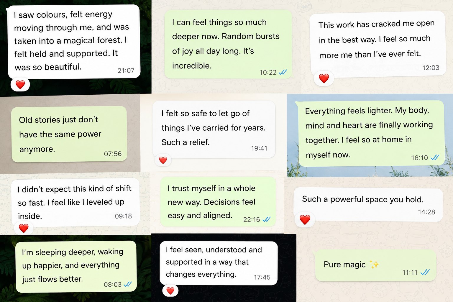 Messages from Goddess Glow members about feeling lighter, sleeping deeper and trusting themselves again